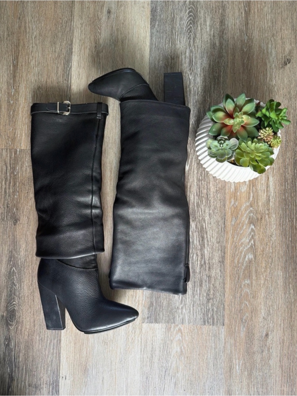 SCHUTZ Black Over-the-Knee Block Heel Boots